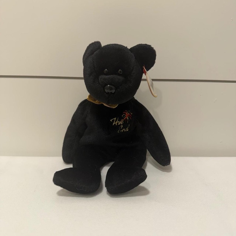 1999 Ty Beanie Babies The End Black Bear Plush Retirement Error Tags